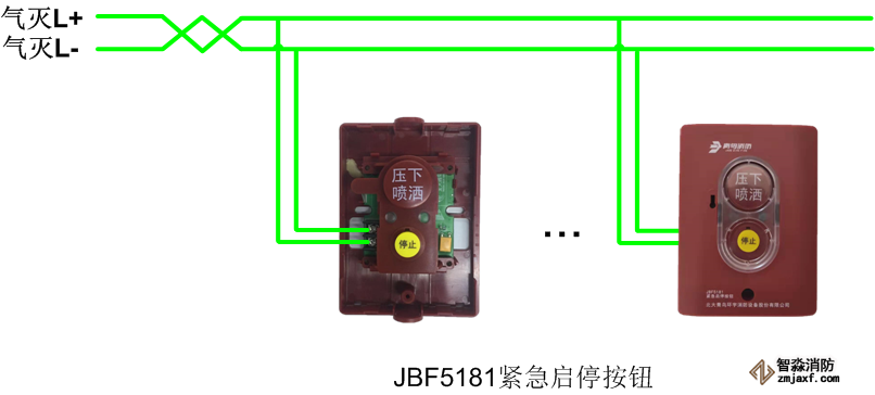 青鸟JBF5181紧急启停按钮安装接线图